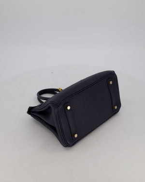 *FIRE PRICE* Hermès Birkin 25 Retourne Bag in Bleu Nuit Togo Leather with Gold Hardware