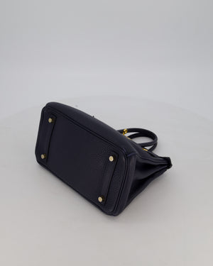 *FIRE PRICE* Hermès Birkin 25 Retourne Bag in Bleu Nuit Togo Leather with Gold Hardware