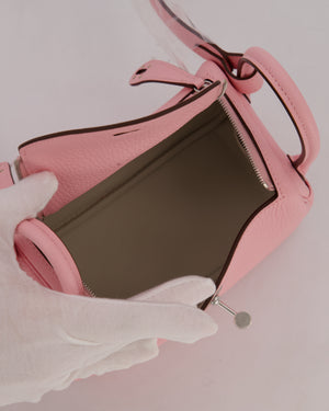 *SUPER HOT* Hermès Mini Lindy II Bag in Rose Sakura Taurillon Clemence Leather with Palladium Hardware