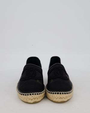 Chanel Black Leather and Mesh Espadrilles CC Logo Size EU 41