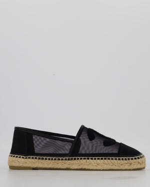 Chanel Black Leather and Mesh Espadrilles CC Logo Size EU 41