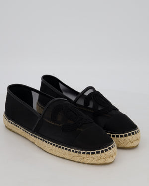 Chanel Black Leather and Mesh Espadrilles CC Logo Size EU 41