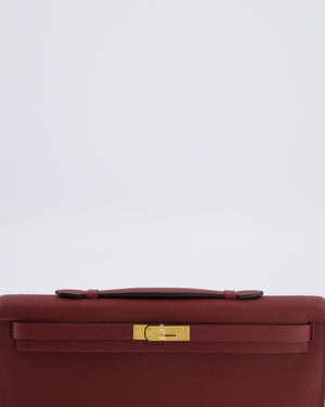 *RARE* Hermès Kelly Cut Bag in Rouge H Epsom Leather with Gold Hardware