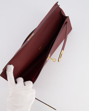 *RARE* Hermès Kelly Cut Bag in Rouge H Epsom Leather with Gold Hardware