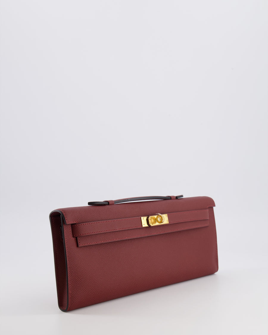 *RARE* Hermès Kelly Cut Bag in Rouge H Epsom Leather with Gold Hardware