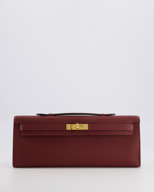 *RARE* Hermès Kelly Cut Bag in Rouge H Epsom Leather with Gold Hardware