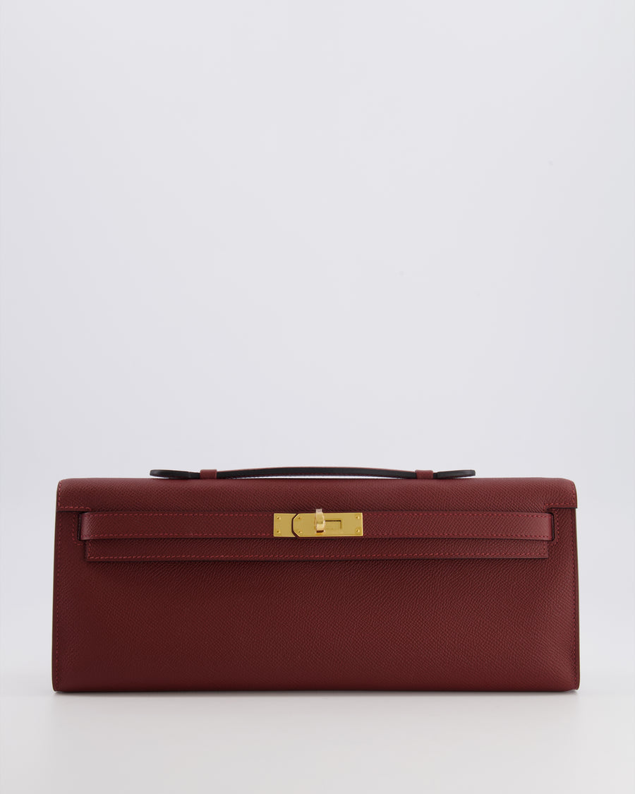*RARE* Hermès Kelly Cut Bag in Rouge H Epsom Leather with Gold Hardware
