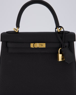 Hermès Kelly 25 Retourne Bag in Noir Togo Leather and Gold Hardware