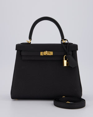 Hermès Kelly 25 Retourne Bag in Noir Togo Leather and Gold Hardware