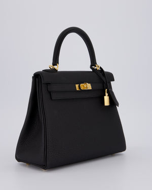 Hermès Kelly 25 Retourne Bag in Noir Togo Leather and Gold Hardware