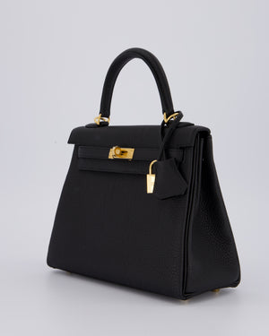 Hermès Kelly 25 Retourne Bag in Noir Togo Leather and Gold Hardware