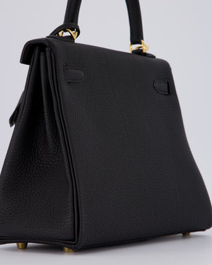 Hermès Kelly 25 Retourne Bag in Noir Togo Leather and Gold Hardware