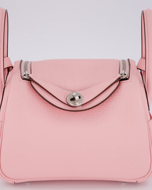 *SUPER HOT* Hermès Mini Lindy II Bag in Rose Sakura Taurillon Clemence Leather with Palladium Hardware