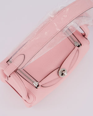 *SUPER HOT* Hermès Mini Lindy II Bag in Rose Sakura Taurillon Clemence Leather with Palladium Hardware