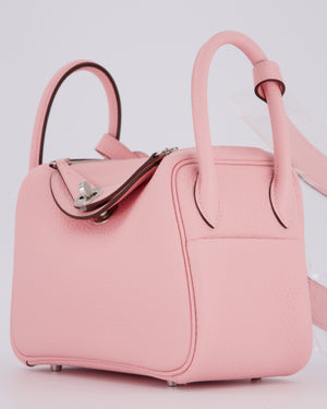 *SUPER HOT* Hermès Mini Lindy II Bag in Rose Sakura Taurillon Clemence Leather with Palladium Hardware