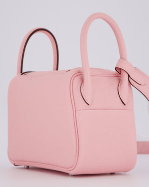 *SUPER HOT* Hermès Mini Lindy II Bag in Rose Sakura Taurillon Clemence Leather with Palladium Hardware