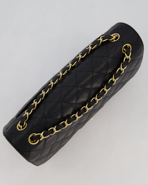 Chanel Black Jumbo Classic Double Flap Bag in Caviar Leather with Gold Hardware