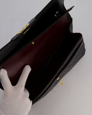 Chanel Black Jumbo Classic Double Flap Bag in Caviar Leather with Gold Hardware