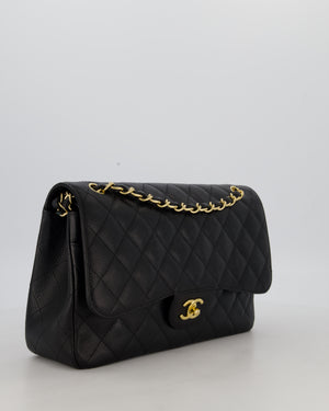 Chanel Black Jumbo Classic Double Flap Bag in Caviar Leather with Gold Hardware