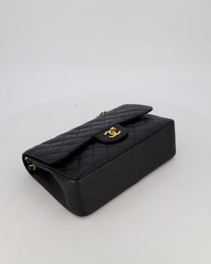 Chanel Black Jumbo Classic Double Flap Bag in Caviar Leather with Gold Hardware
