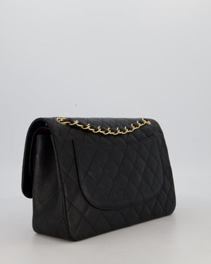 Chanel Black Jumbo Classic Double Flap Bag in Caviar Leather with Gold Hardware