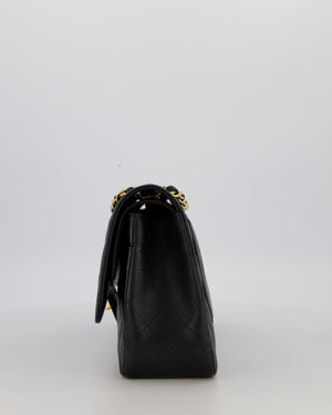 Chanel Black Jumbo Classic Double Flap Bag in Caviar Leather with Gold Hardware