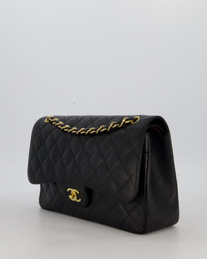 Chanel Black Jumbo Classic Double Flap Bag in Caviar Leather with Gold Hardware