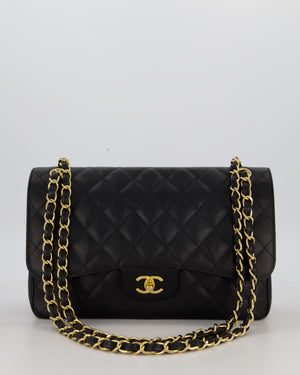 Chanel Black Jumbo Classic Double Flap Bag in Caviar Leather with Gold Hardware