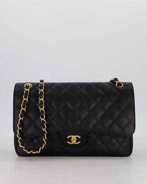 Chanel Black Jumbo Classic Double Flap Bag in Caviar Leather with Gold Hardware