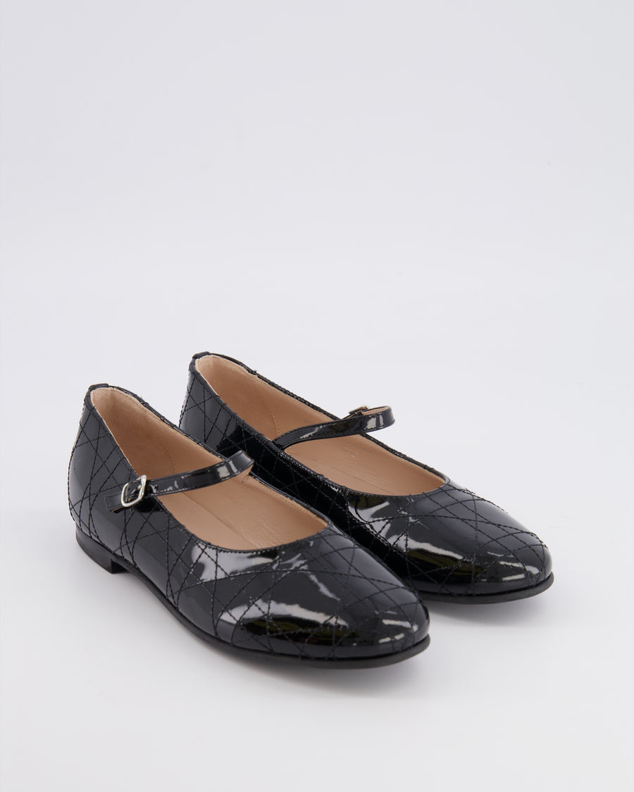 Christian Dior Kids Black Patent Ballet Flat Shoes Size 34 RRP £440