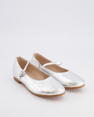 Christian Dior Kids Silver Ballet Flat Shoes Size 34 RRP £440