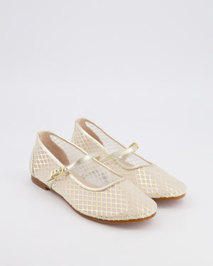 Christian Dior Kids Gold Tulle Ballet Flat Shoes Size 34 RRP £430