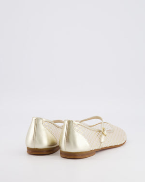 Christian Dior Kids Gold Tulle Ballet Flat Shoes Size 34 RRP £430