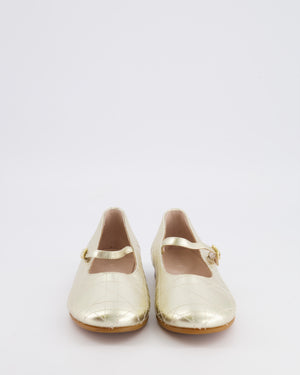 Christian Dior Kids Gold Ballet Flat Shoes Size 33 RRP £440