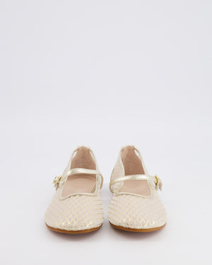 Christian Dior Kids Gold Tulle Ballet Flat Shoes Size 34 RRP £430