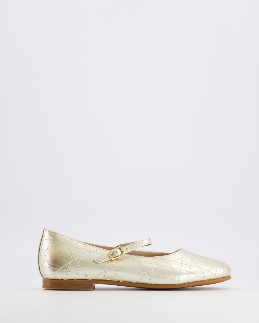 Christian Dior Kids Gold Ballet Flat Shoes Size 33 RRP £440