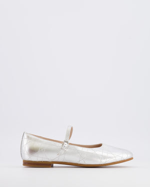Christian Dior Kids Silver Ballet Flat Shoes Size 34 RRP £440