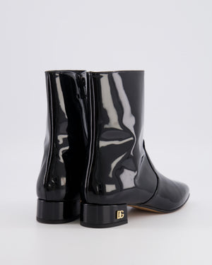 Dolce & Gabbana Kids Black Patent Leather Boots with Gold Logo Detail Size 34 RRP £450
