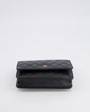 Chanel Black Wallet on Chain Bag in Caviar Leather with Gold Hardware