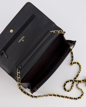 Chanel Black Wallet on Chain Bag in Caviar Leather with Gold Hardware