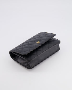 Chanel Black Wallet on Chain Bag in Caviar Leather with Gold Hardware