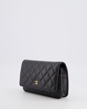 Chanel Black Wallet on Chain Bag in Caviar Leather with Gold Hardware