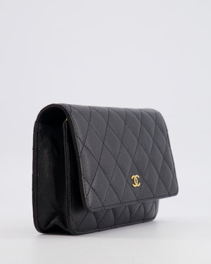 Chanel Black Wallet on Chain Bag in Caviar Leather with Gold Hardware