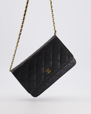 Chanel Black Wallet on Chain Bag in Caviar Leather with Gold Hardware