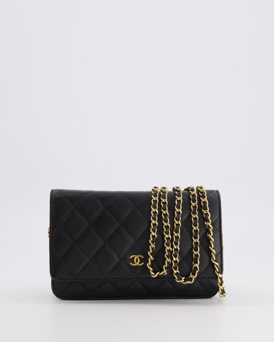 Chanel Black Wallet on Chain Bag in Caviar Leather with Gold Hardware