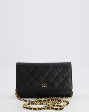 Chanel Black Wallet on Chain Bag in Caviar Leather with Gold Hardware