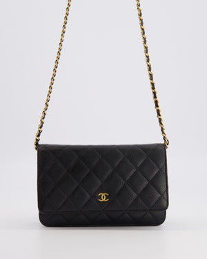 Chanel Black Wallet on Chain Bag in Caviar Leather with Gold Hardware