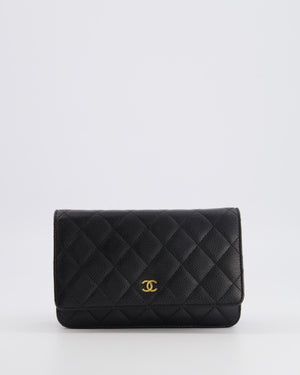 Chanel Black Wallet on Chain Bag in Caviar Leather with Gold Hardware