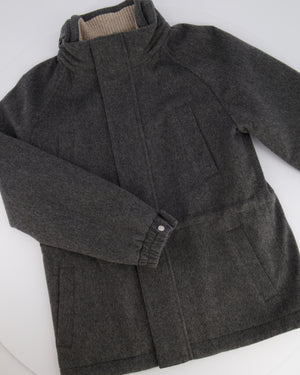 Loro Piana Kids Grey Cashmere Jacket with Pockets and Knit Collar Size 8 years RRP £2,550