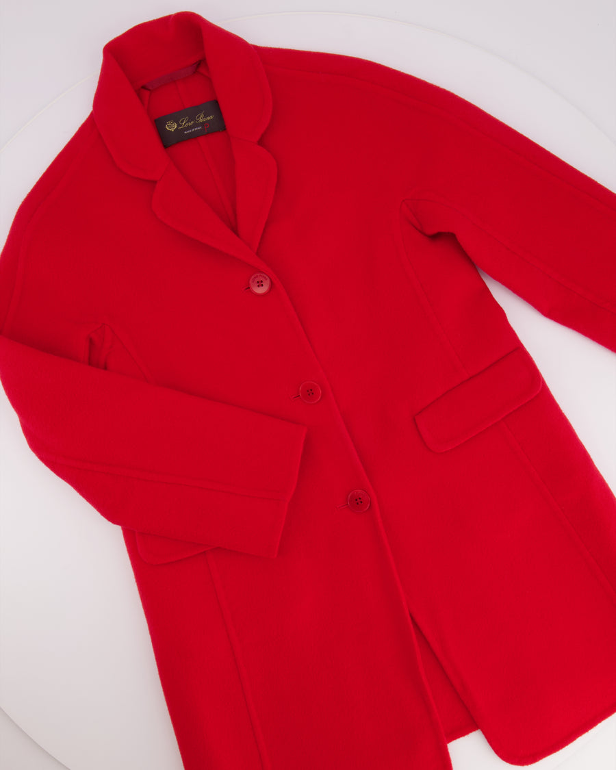 Loro Piana Kids Red Cashmere Coat with Pockets and Buttons Size 8 years RRP £2,550